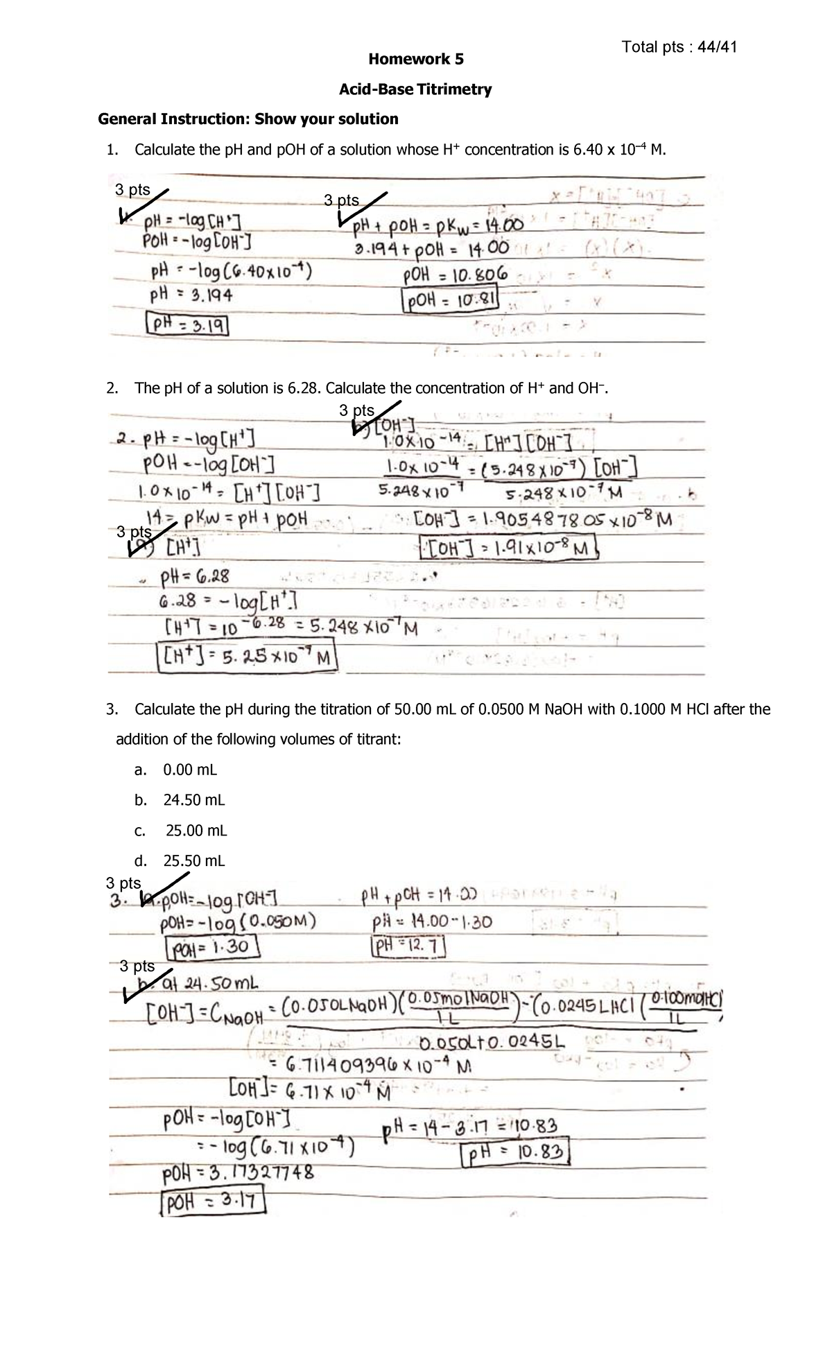 Aguinid Lovely Mae Checked Homework 4 - Homework 5 Acid-Base Titrimetry ...