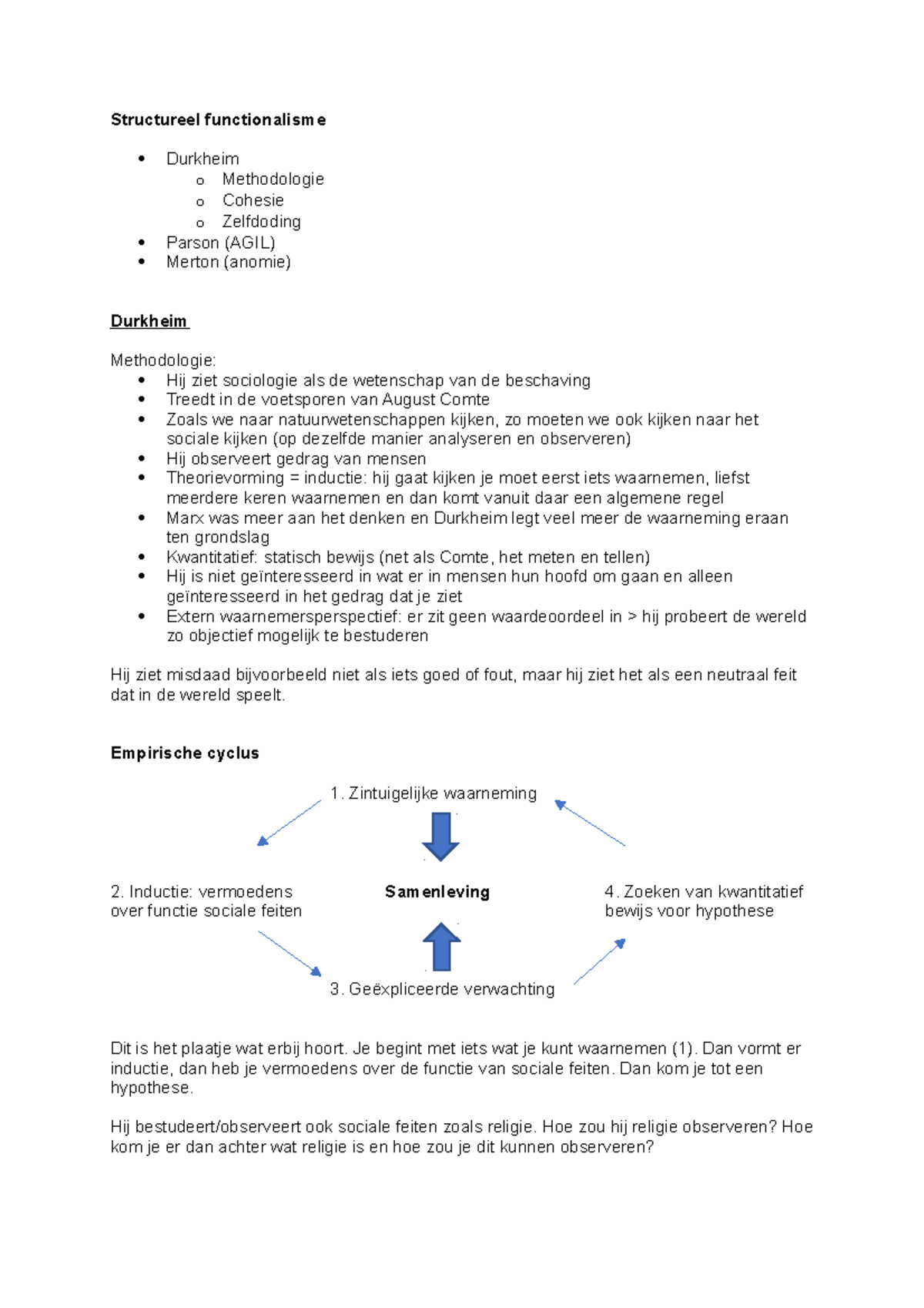 HC 3 Structureel functionalisme - Structureel functionalisme Durkheim o ...
