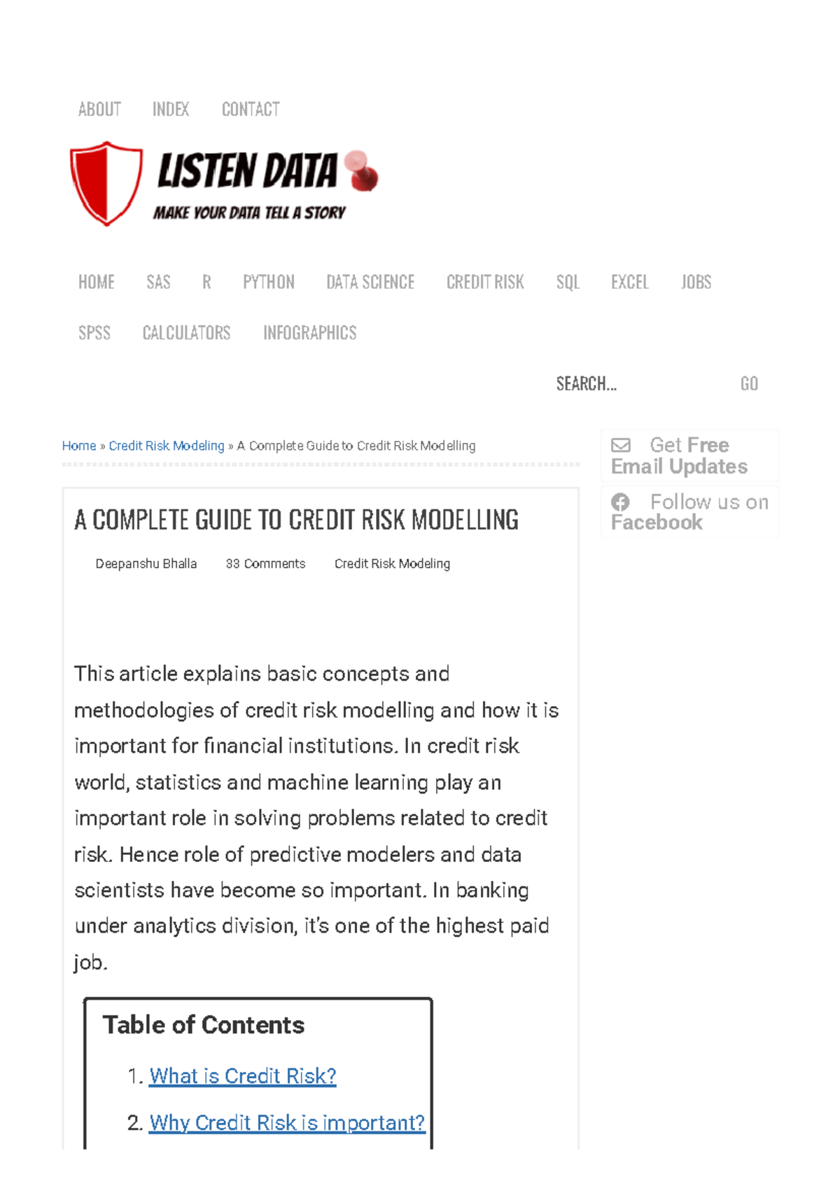 A Complete Guide to Credit Risk Modelling - SEARCH... GO ABOUT INDEX ...