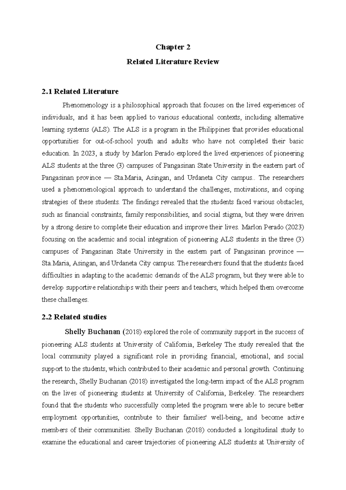 RRL- Chapter 2 - It will help - Chapter 2 Related Literature Review 2 ...