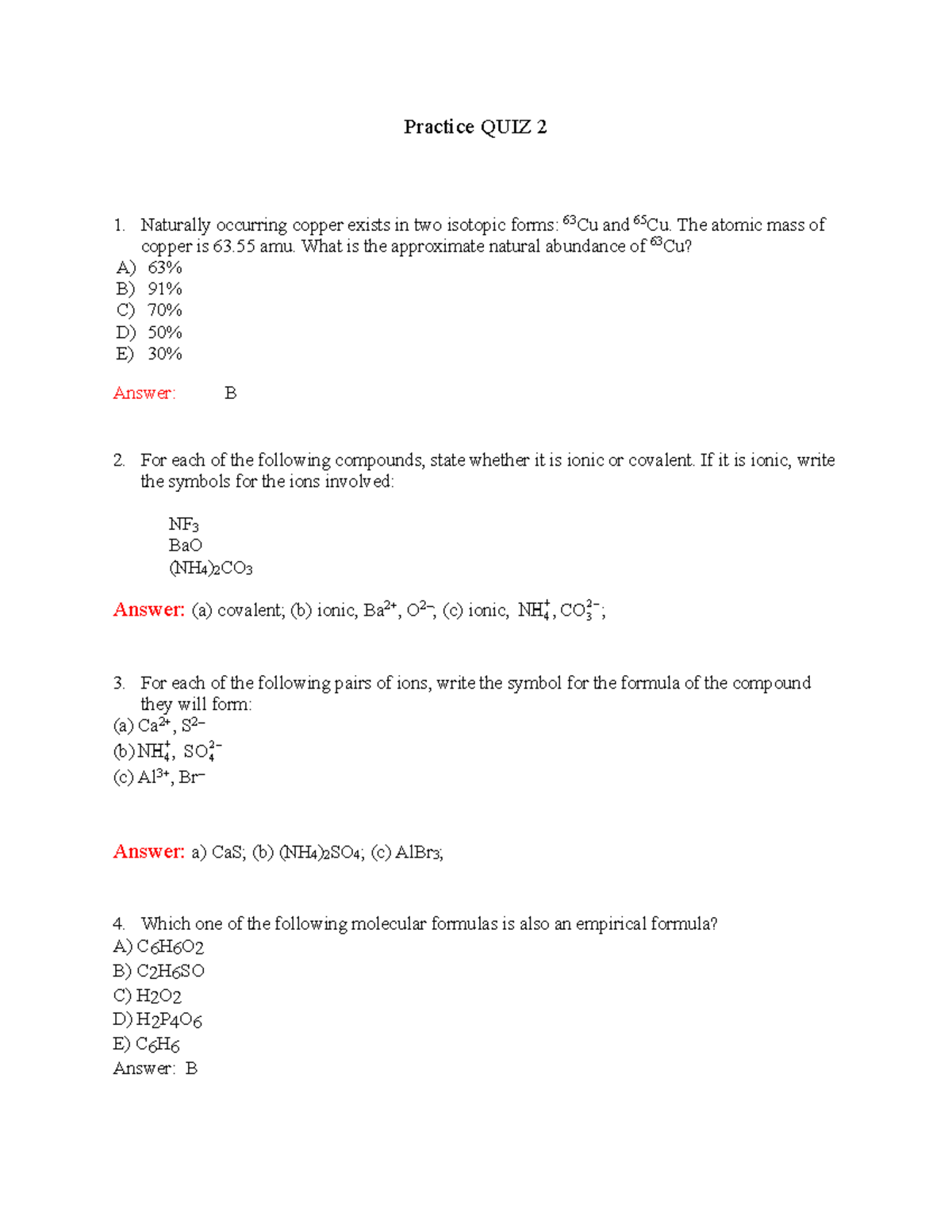 Practice QUIZ 2 Summer 23 with key - Practice QUIZ 2 Naturally ...