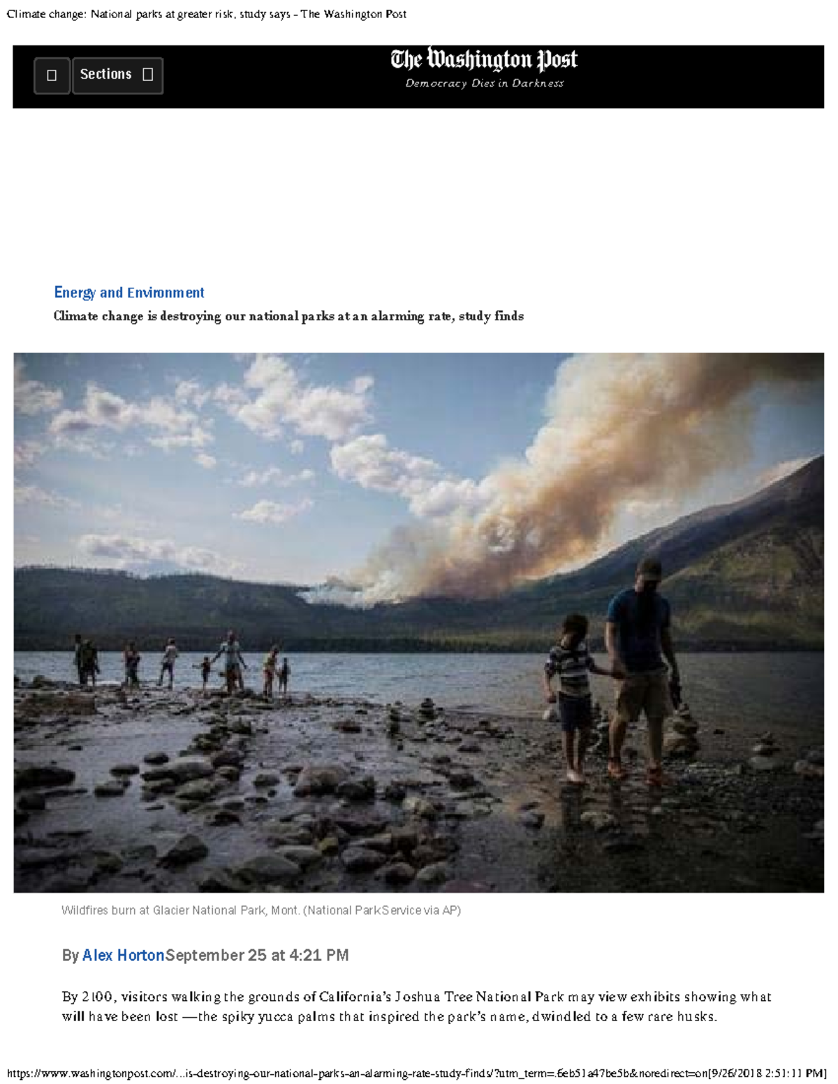 Climate change National parks at greater risk, study says - The ...