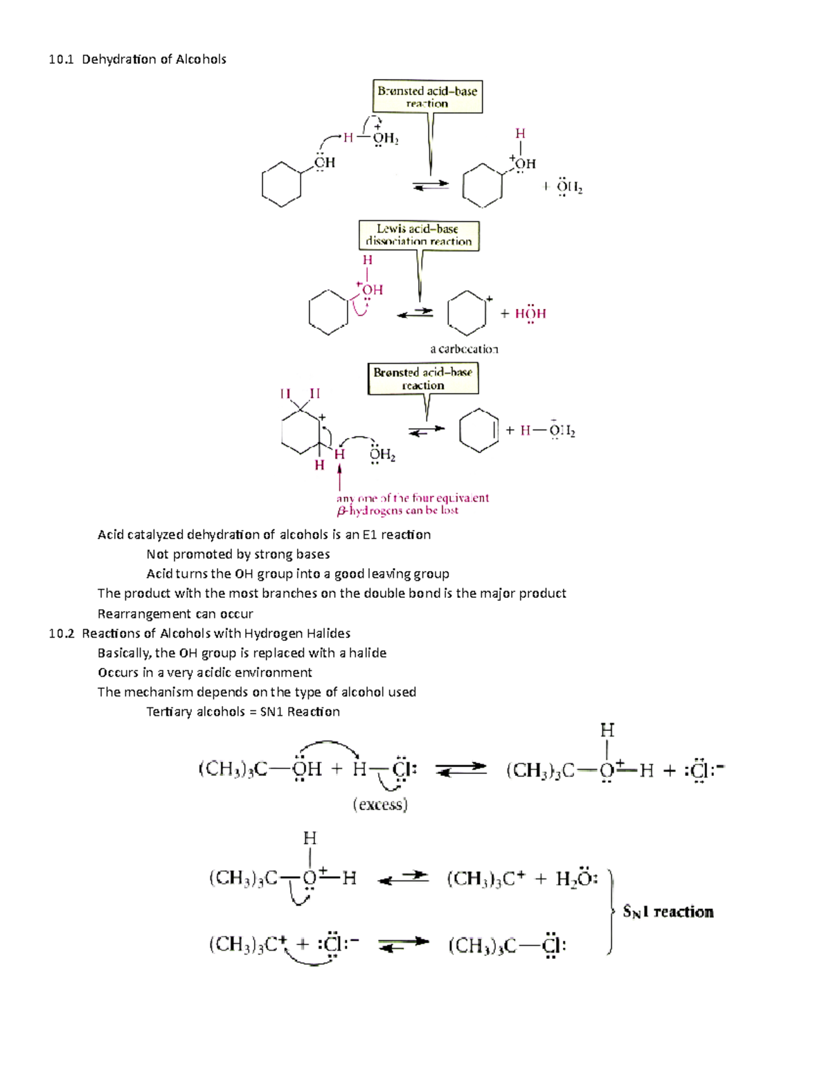 Orgo Notes - Chapter 10 - Summary Organic Chemistry - 10 Dehydration of ...