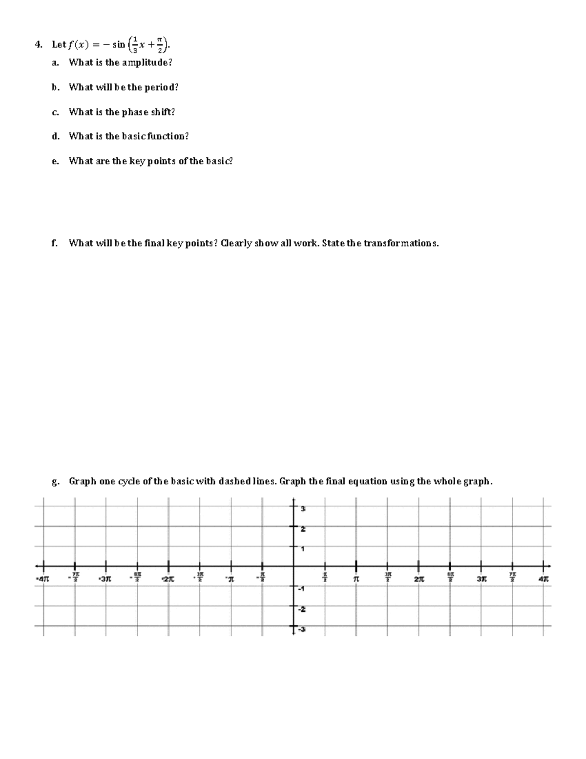 In-Class+5.5.pdf - In Class 4 Part 1 - Let 𝑓(𝑥) = − Sin ( 13 𝑥 + 𝜋 2 ...