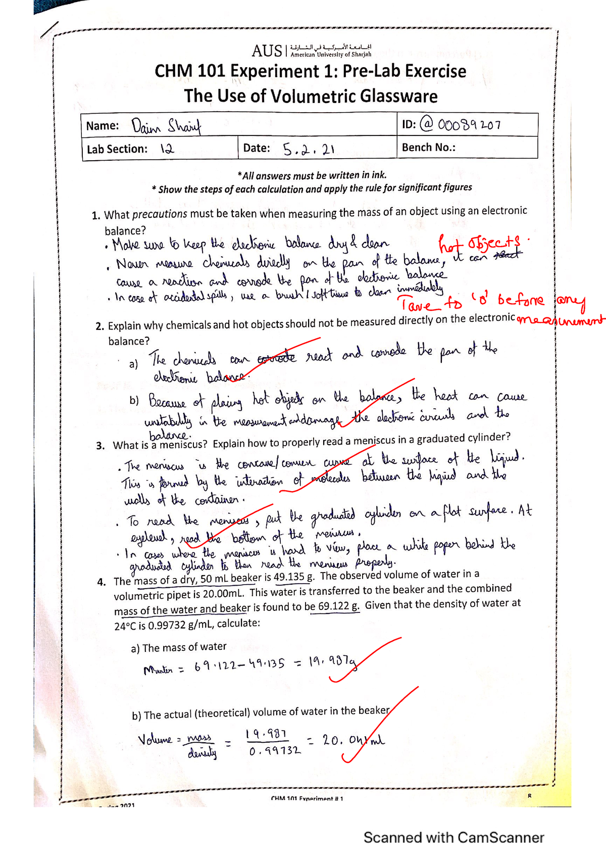 pre lab chemistry matriculation semester 1 experiment 1