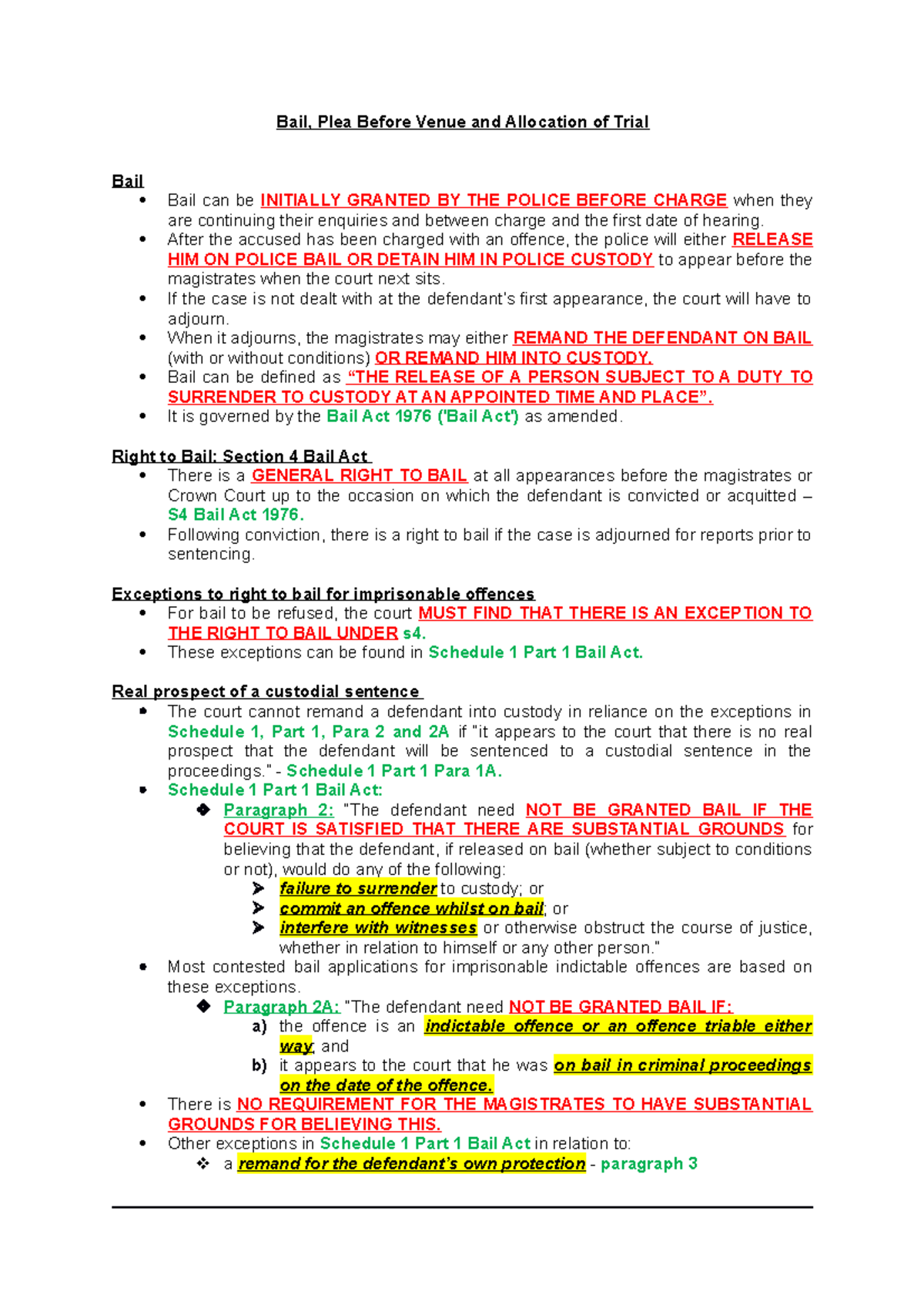 Bail, Plea Before Venue and Allocation of Trial lecture 3 - Bail, Plea ...