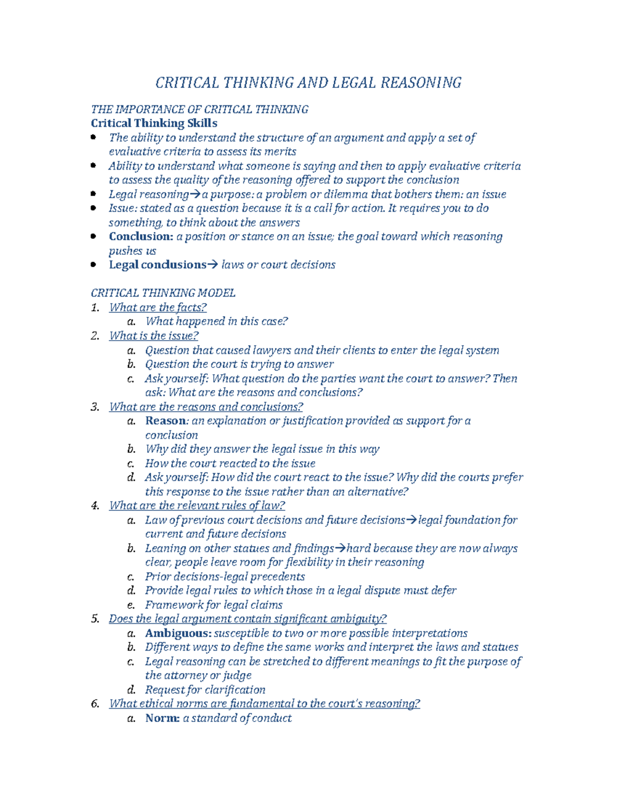 critical thinking and legal reasoning