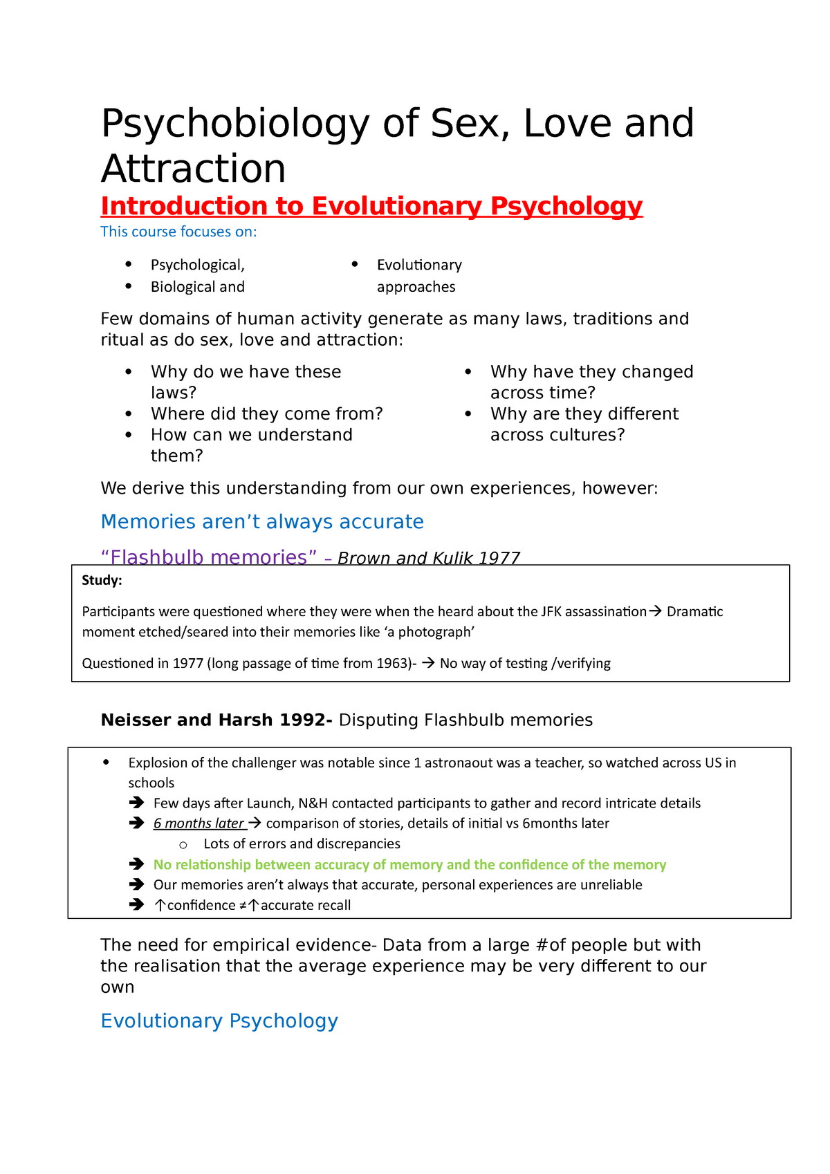 Psychobiology 1029 Notes Psychobiology Of Sex Love And Attraction Introduction To