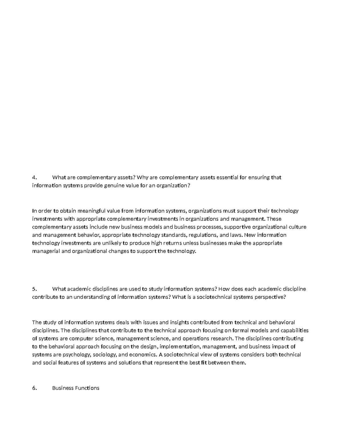 Lectur note 1 mis101 - question from chapter 1 - What are complementary ...
