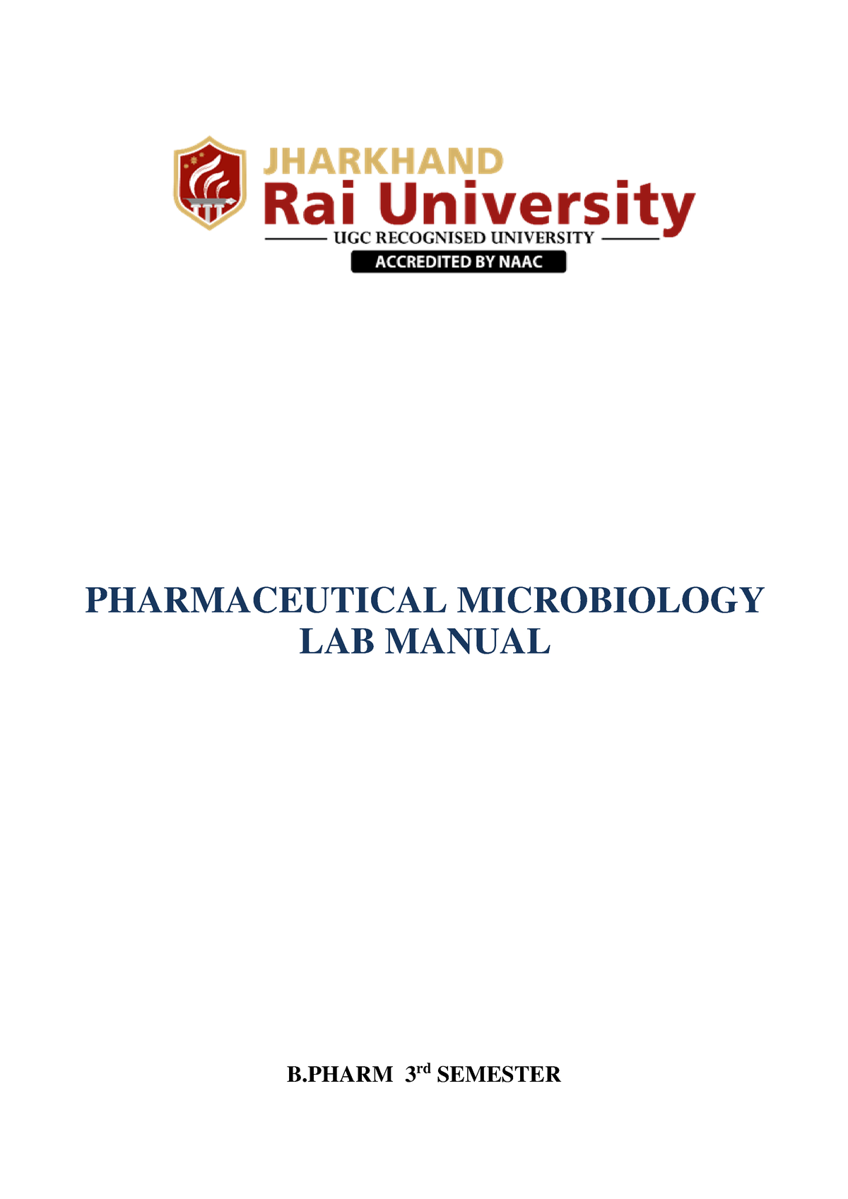 Lab Manual Pharmaceutical Microbiology - B 3rd SEMESTER PHARMACEUTICAL ...