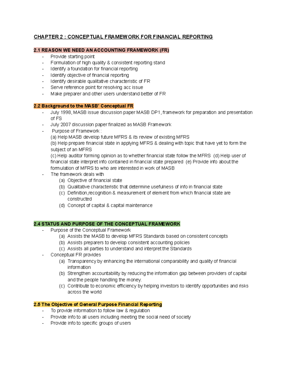 TASK 1 Topic 2 Whole Notes FAR210 - CHAPTER 2 : CONCEPTUAL FRAMEWORK ...
