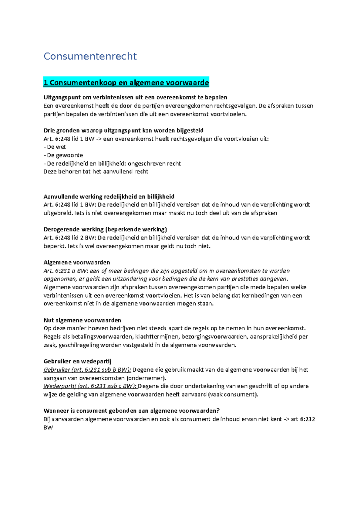 Consumentenrecht Blok 1 Samenvatting - Consumentenrecht 1 ...