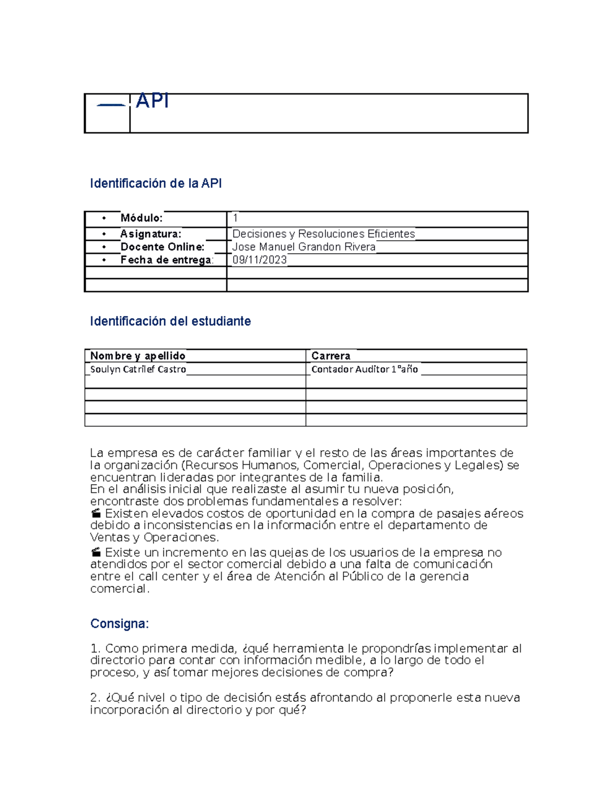 Soulyn Catrief M1 E1 Desicionesy Resoluciones Eficientes - API ...