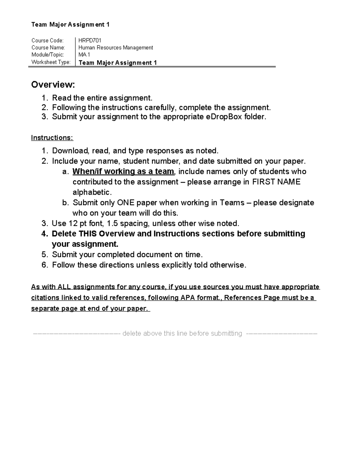 Human Resources Management group assignment 1 - Course Code: HRPD ...