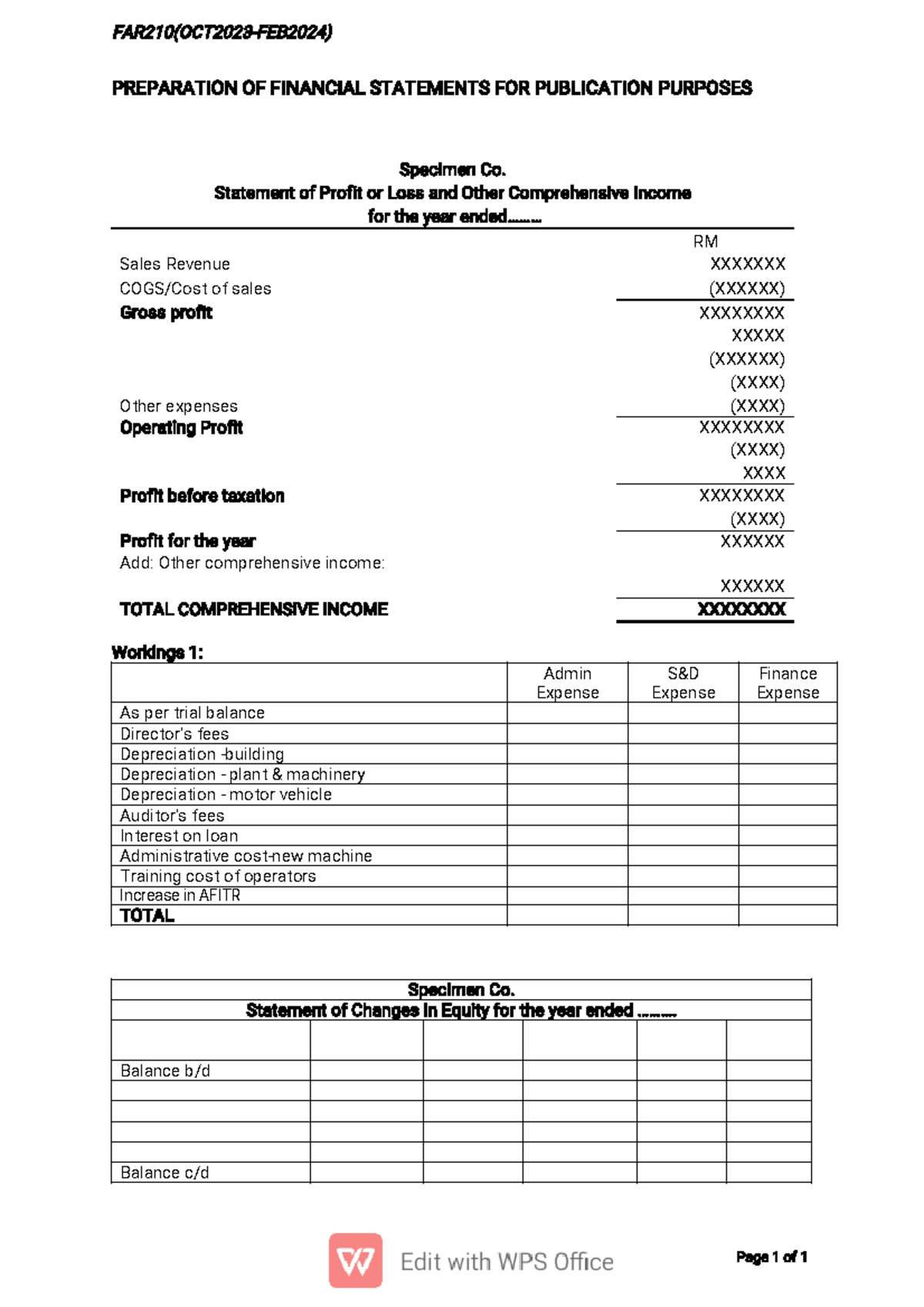 Handout Format Financial Statements for Publication Purposes - FAR210 ...