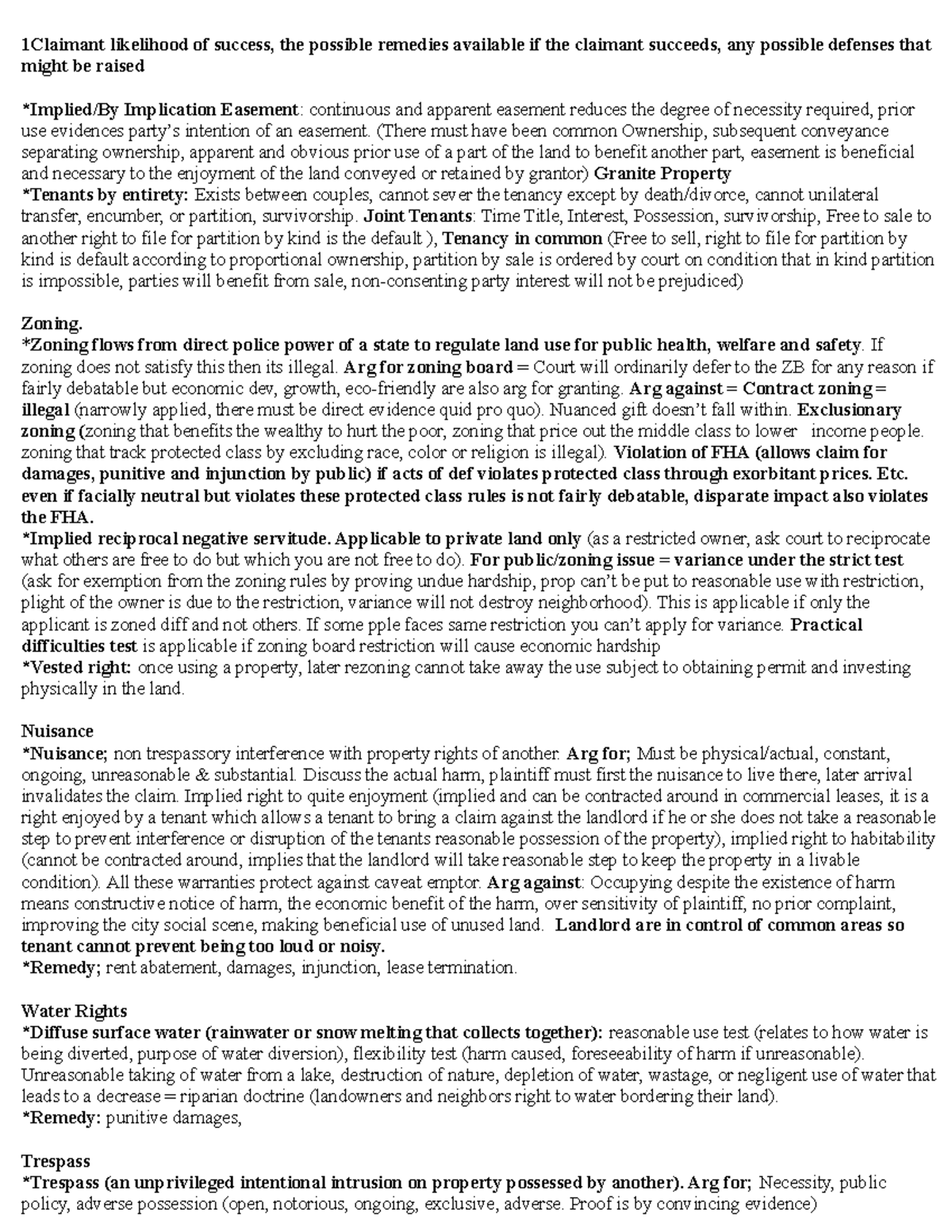 My Property Keypoints - 1Claimant likelihood of success, the possible ...