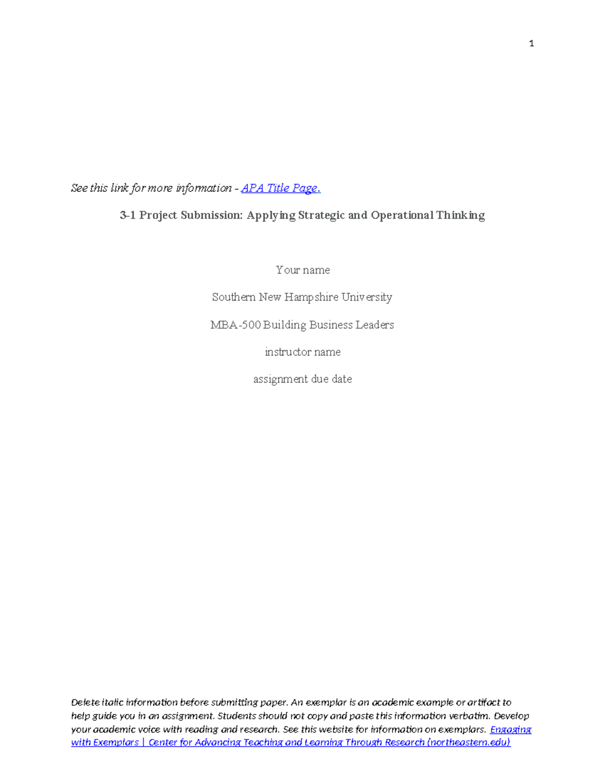 3-1 Project One Template - See this link for more information - APA ...
