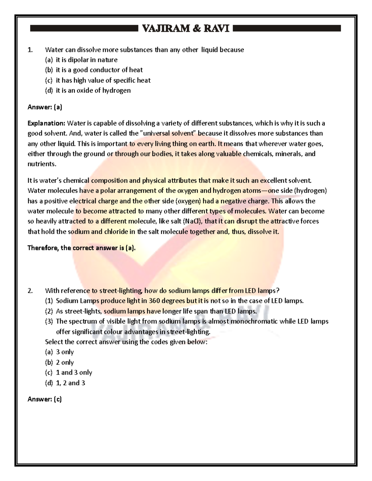 UPSC prelims 2021 Answer key with explanation Water can dissolve more