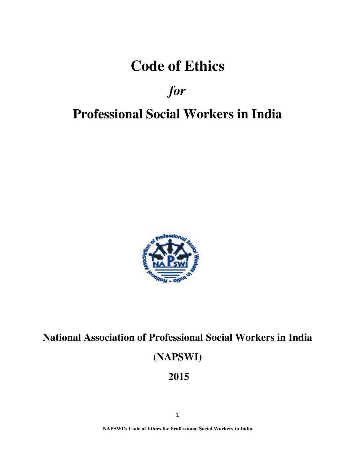 Code of Ethics) - 1 Code of Ethics for Professional Social Workers in ...