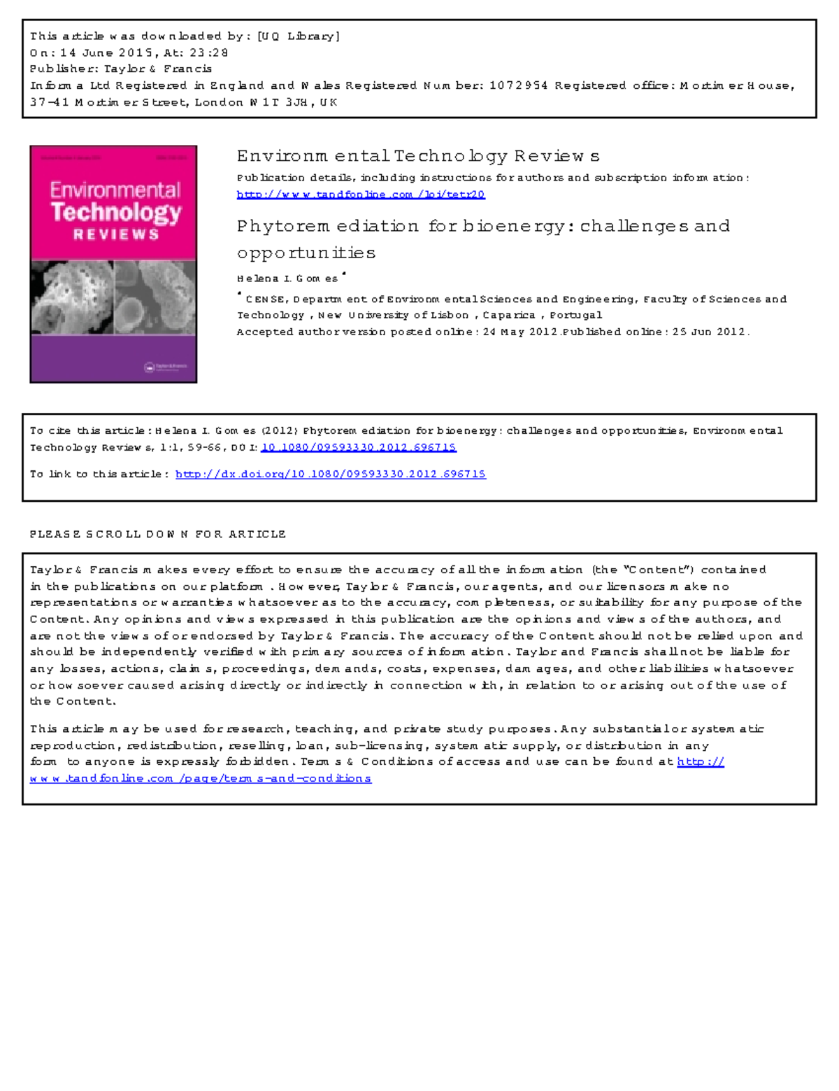 Gomes 2012 Aplicación De Técnicas De Fitorremediación De Suelos