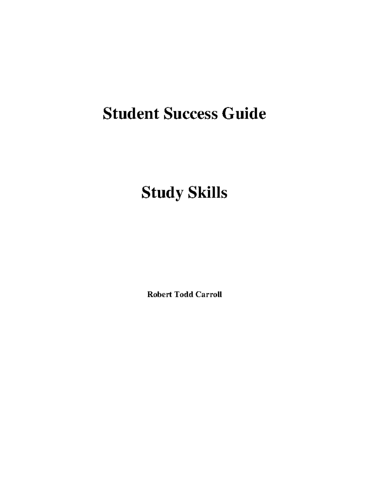 Studyskills 1 - English - Student Success Guide Study Skills Robert ...