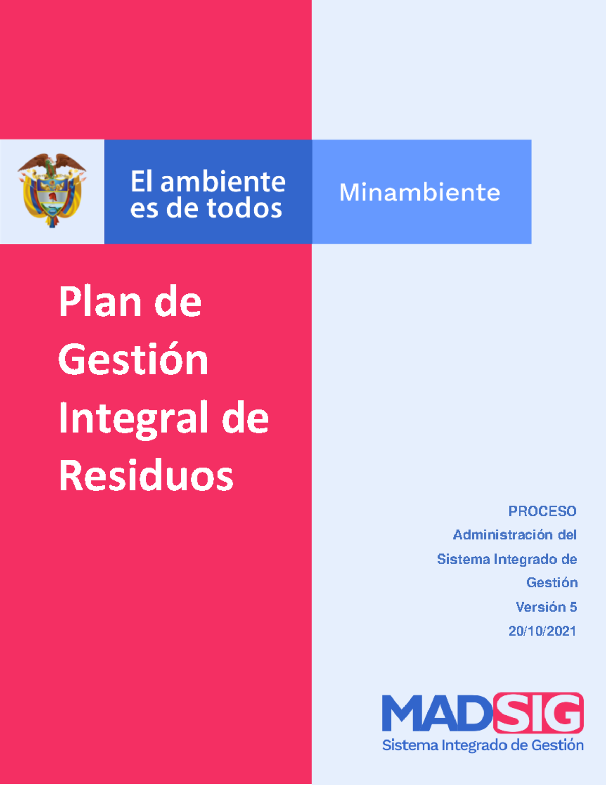 PLAN DE Gestion Integral Minambiente 2021 - Plan De Gestión Integral De ...