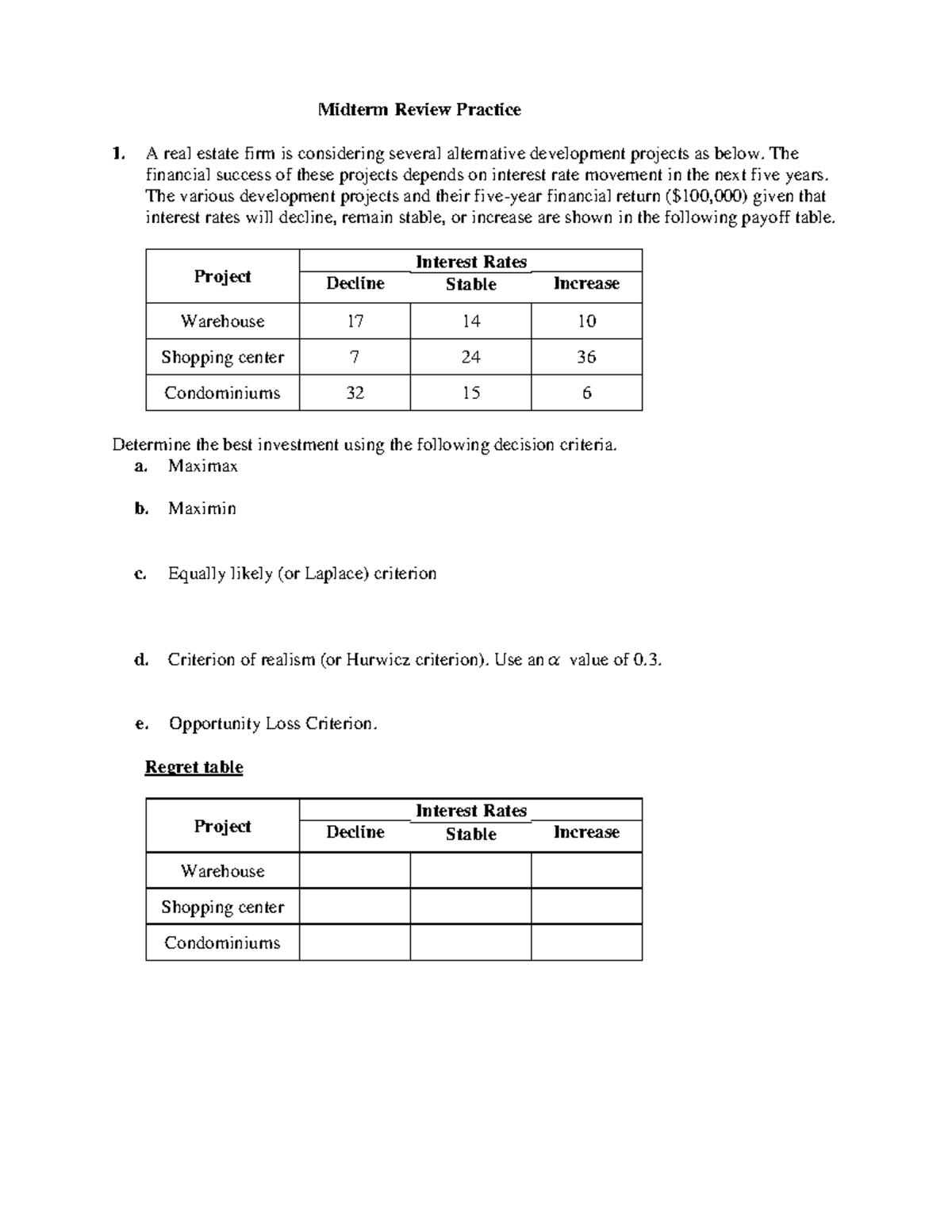 Extra Questions To Review For Midterm - Midterm Review Practice 1. A ...