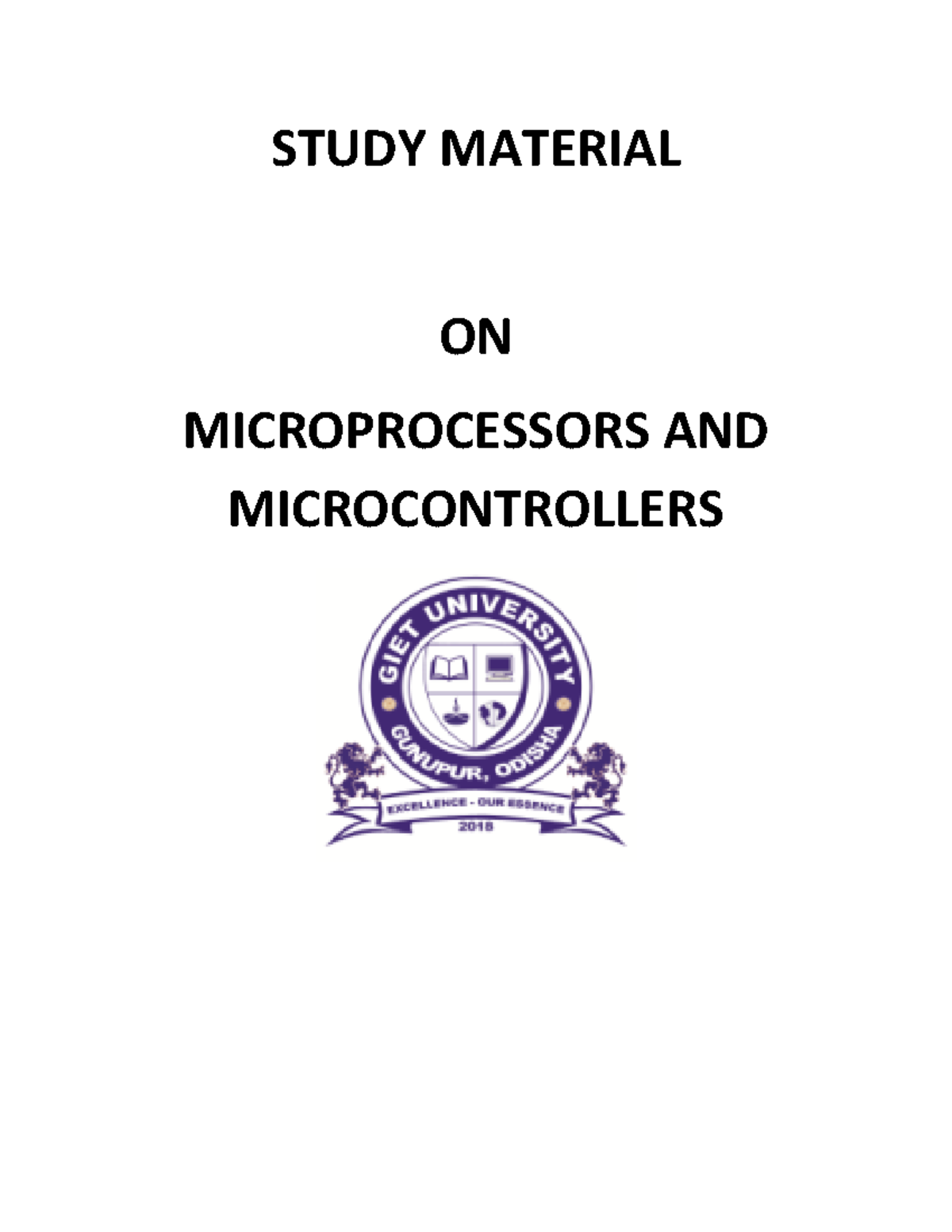 MPMC Notes - STUDY MATERIAL ON MICROPROCESSORS AND MICROCONTROLLERS ...