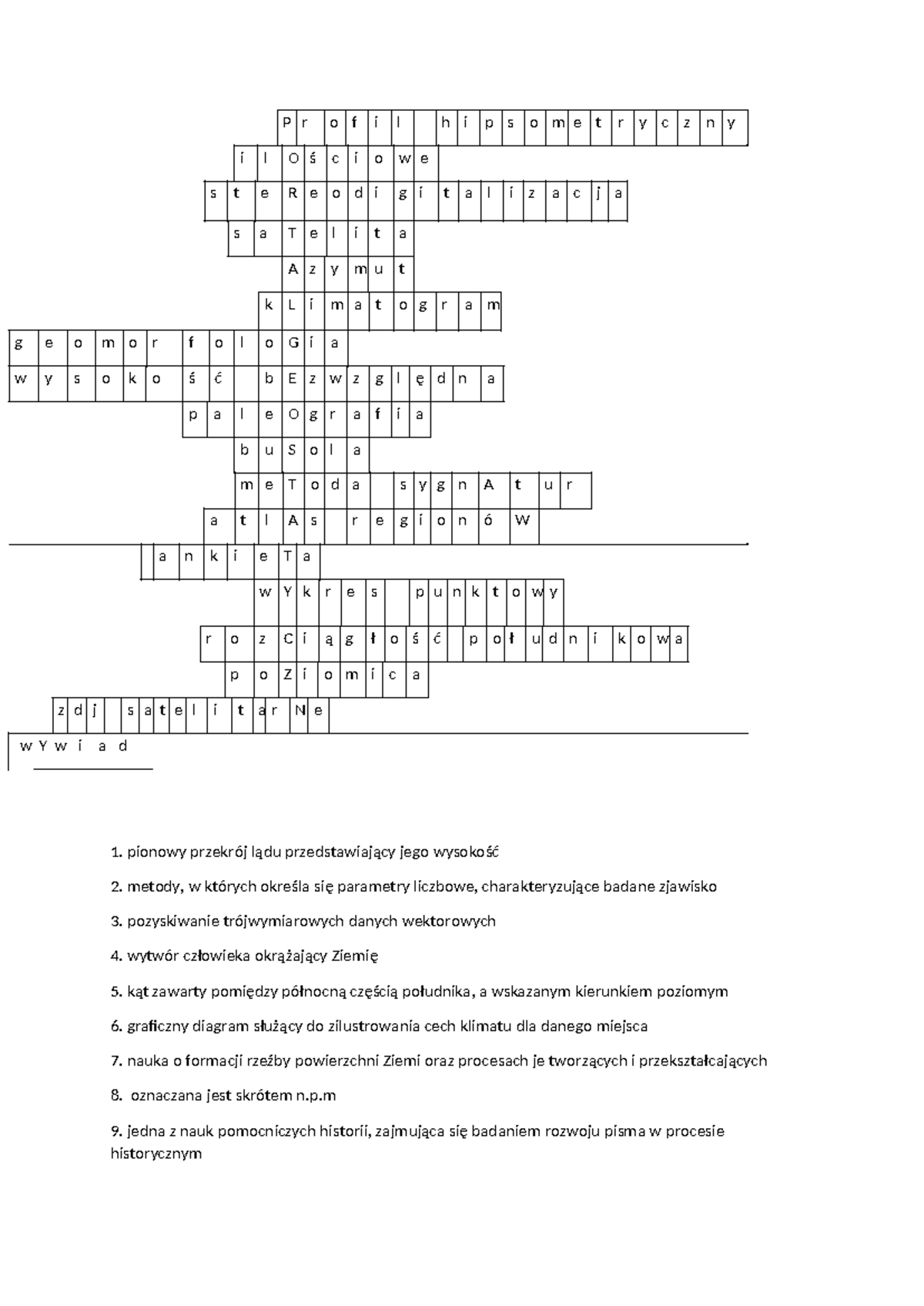 Klimaty Krzyżówka P R O F I L H I P S O M E T R Y C Z N Y I L O ś C I O W E S T E R E O D I G