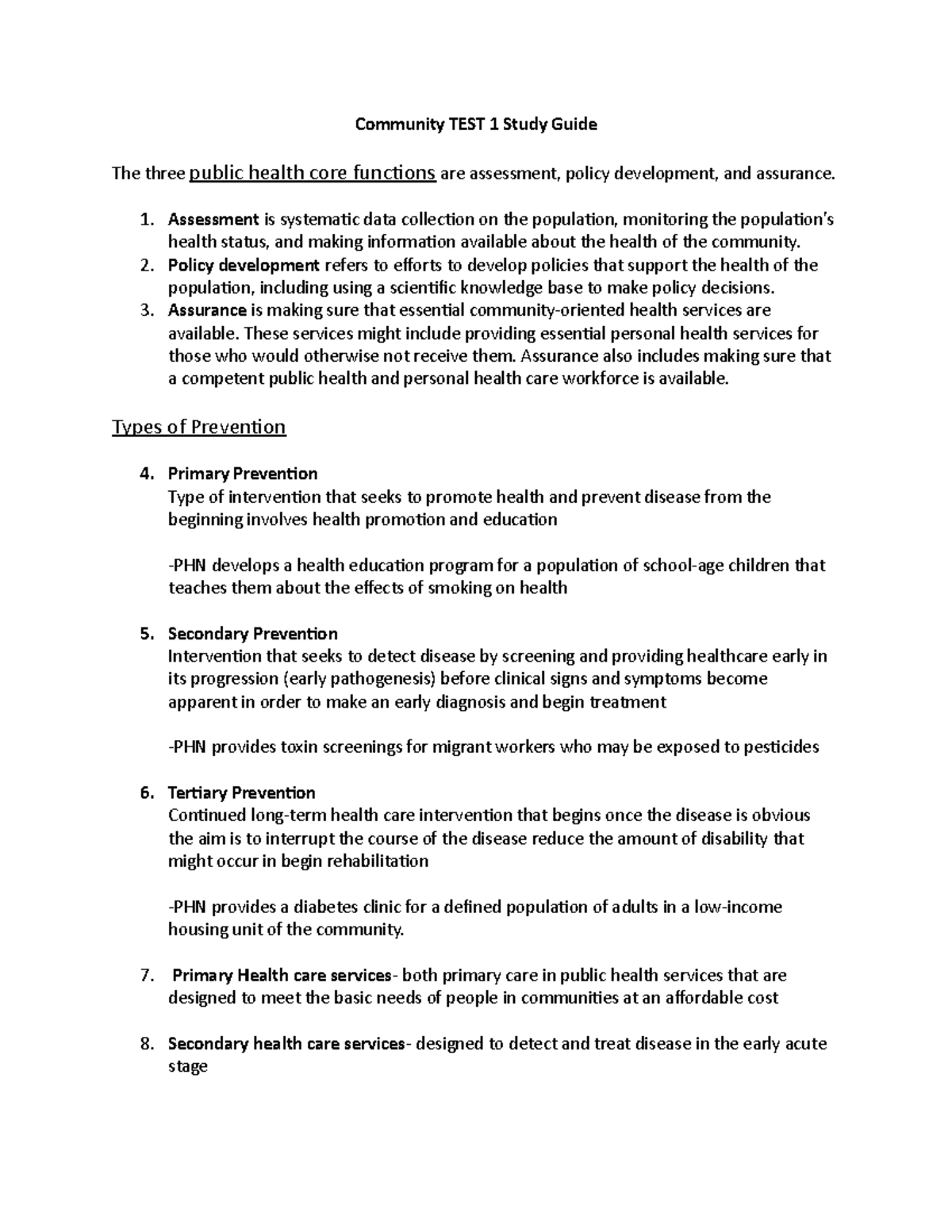 Community TEST 1 Study Guide Community TEST 1 Study Guide The three