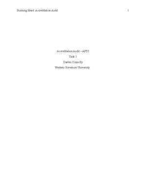 AFT2 - Task 4 - Grade: Competent/Passed - 1 Accreditation Audit AFT2 ...