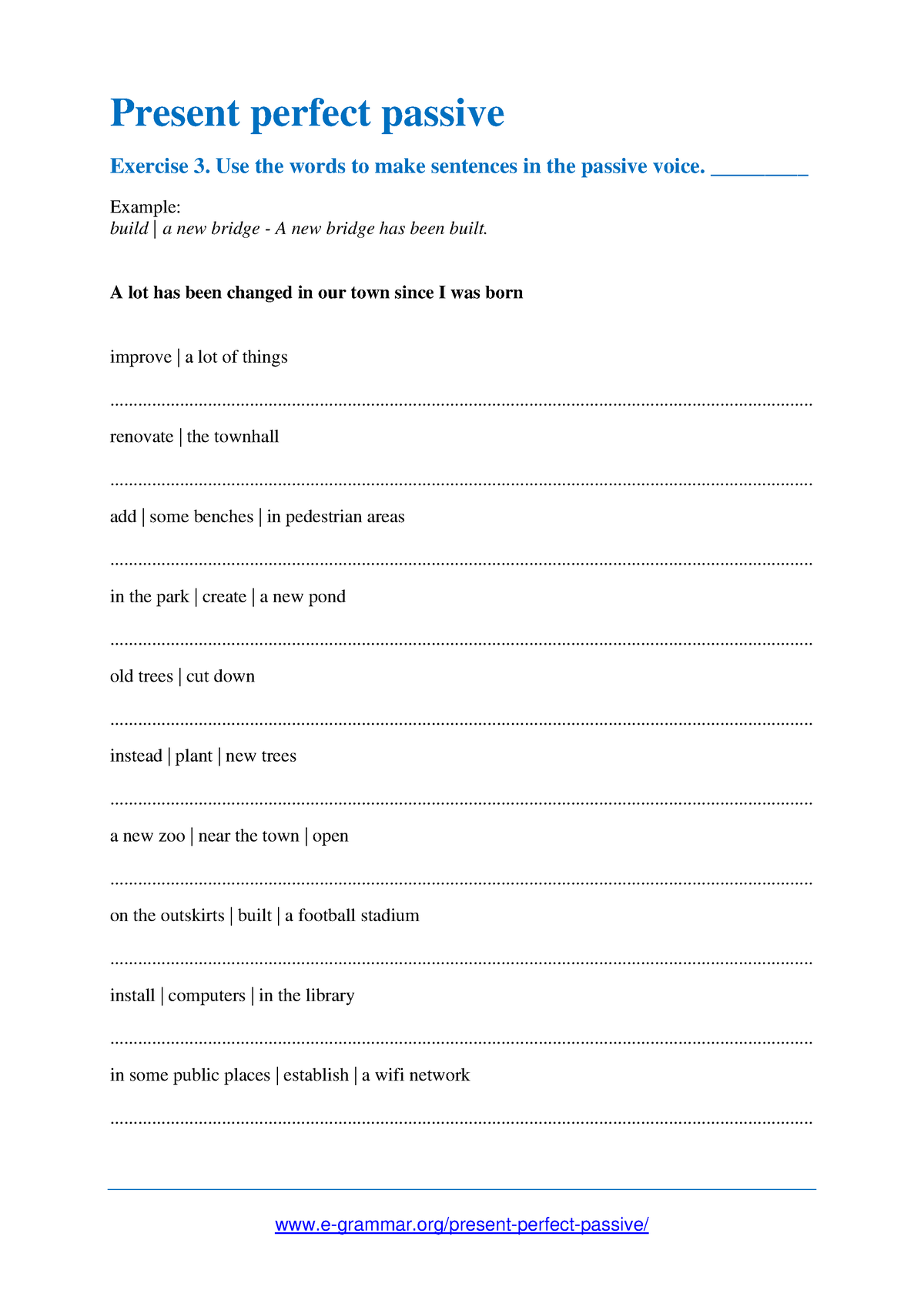 Present perfect passive exercise 3 - e-grammar/present-perfect-passive ...