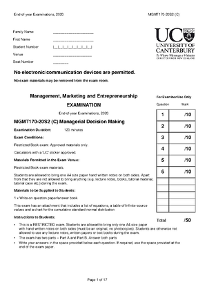 Tutorial Notes MGMT170 - Tutorial Notes MGMT170 – Tutorial 1 Operations ...