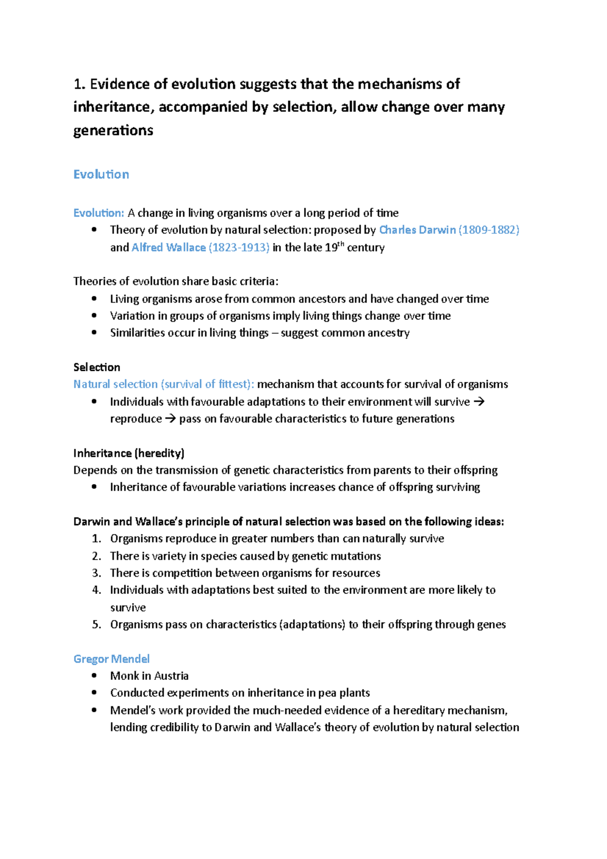 Concepts In Biology Lecture Notes, Lecture Week 9 - 1. Evidence Of ...