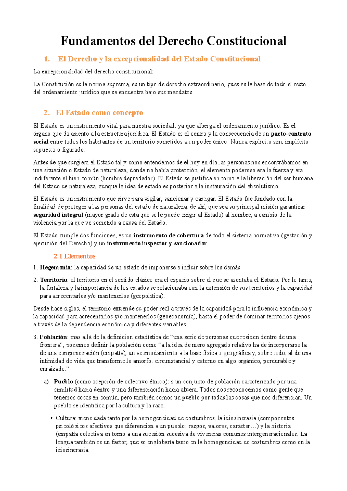 Apuntes - Fundamentos Del Derecho Constitucional 1. El Derecho Y La ...