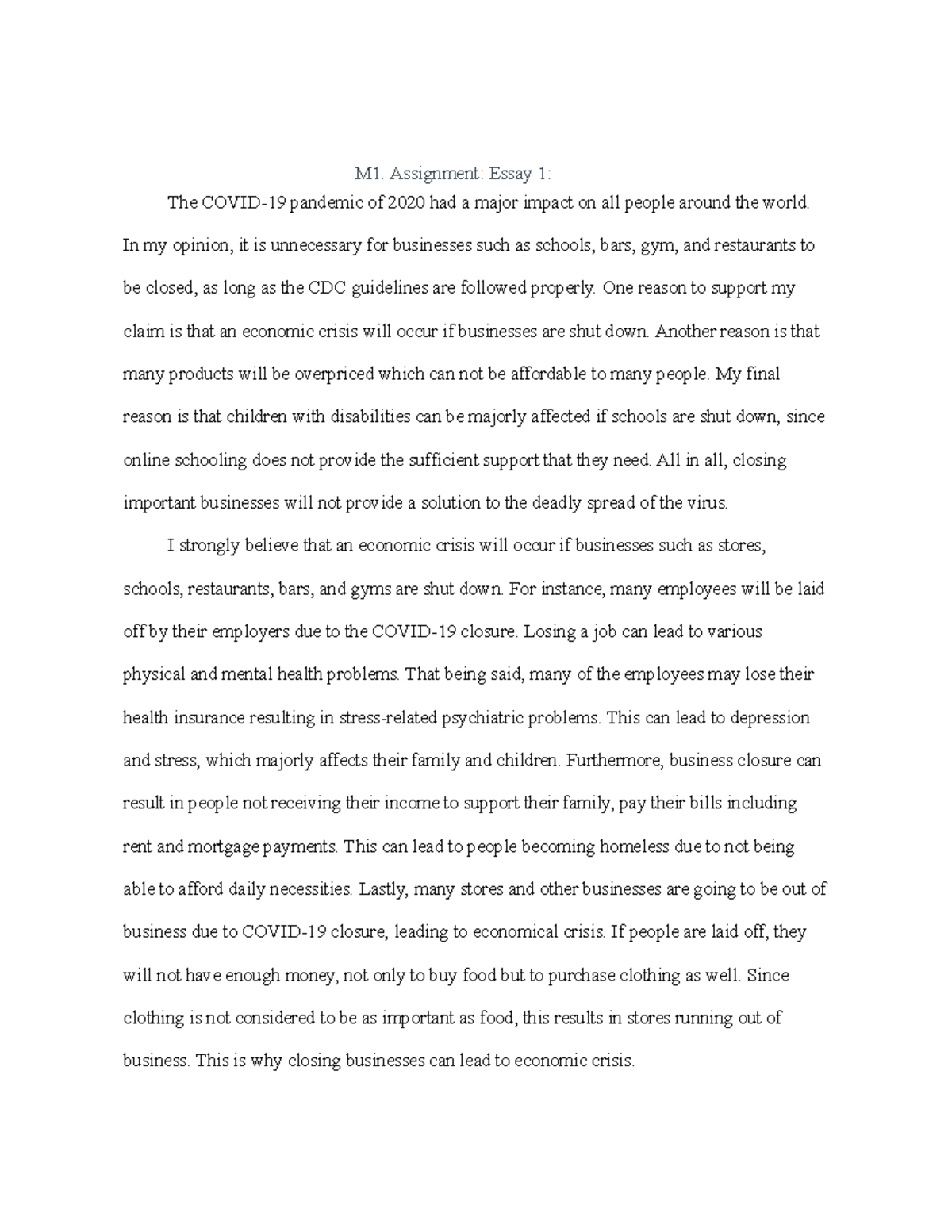 assignment essay 1