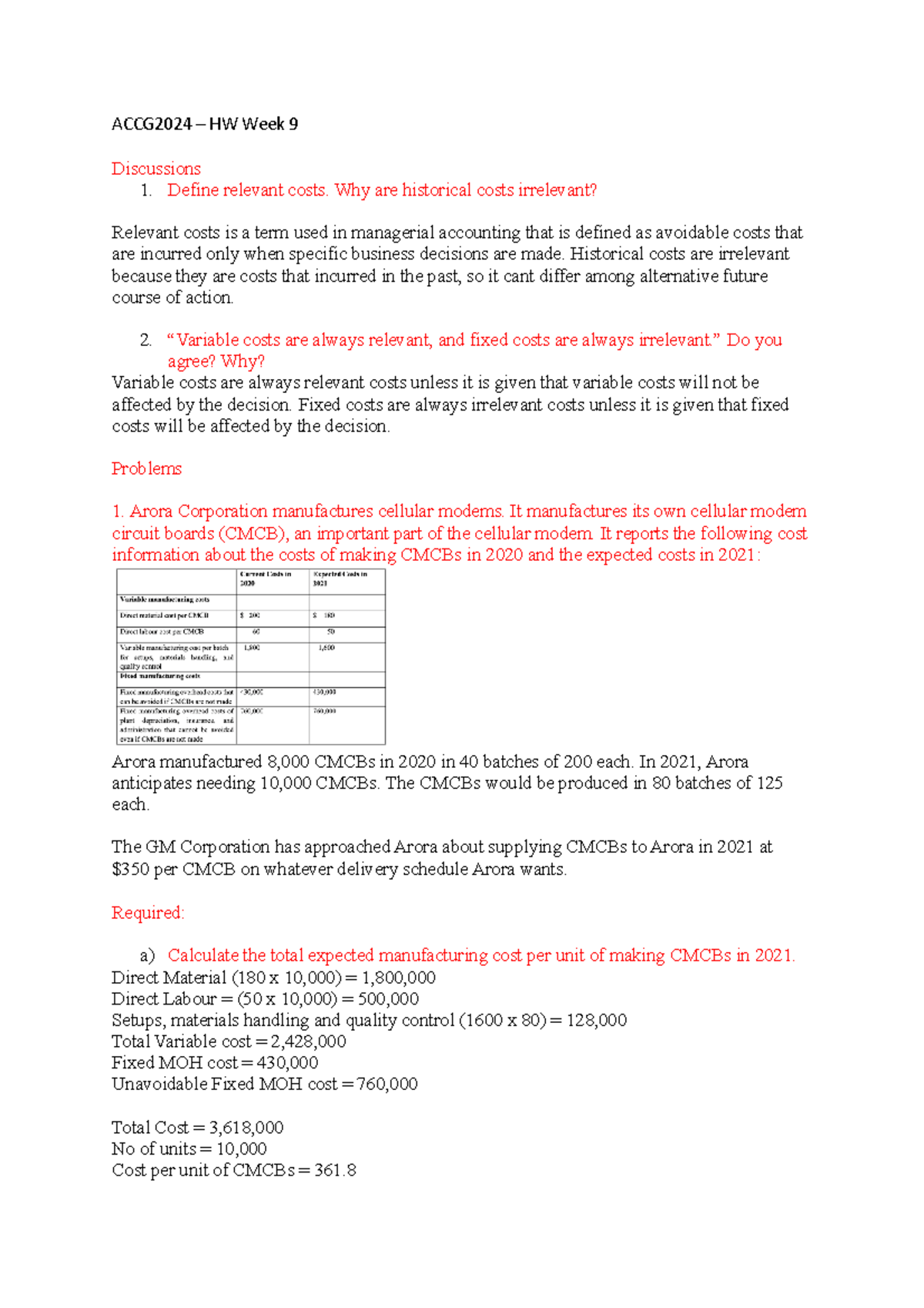 ACCG2024 WK9 HW - Homework - ACCG2024 – HW Week 9 Discussions 1. Define ...