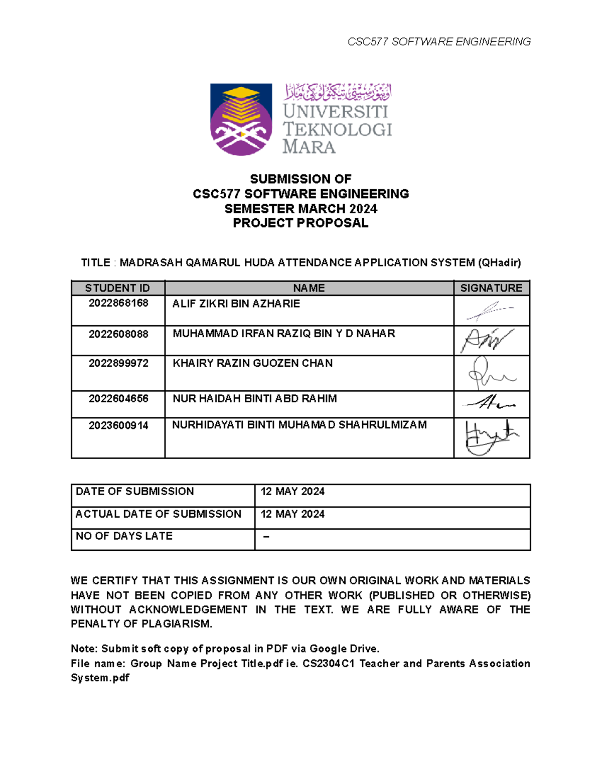 Proposal CSC577 - SUBMISSION OF CSC577 SOFTWARE ENGINEERING SEMESTER ...