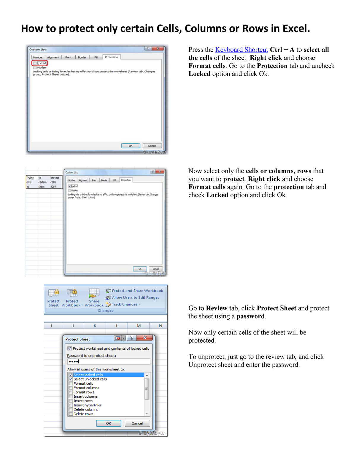 How To Protect Only 1 Cell In Excel