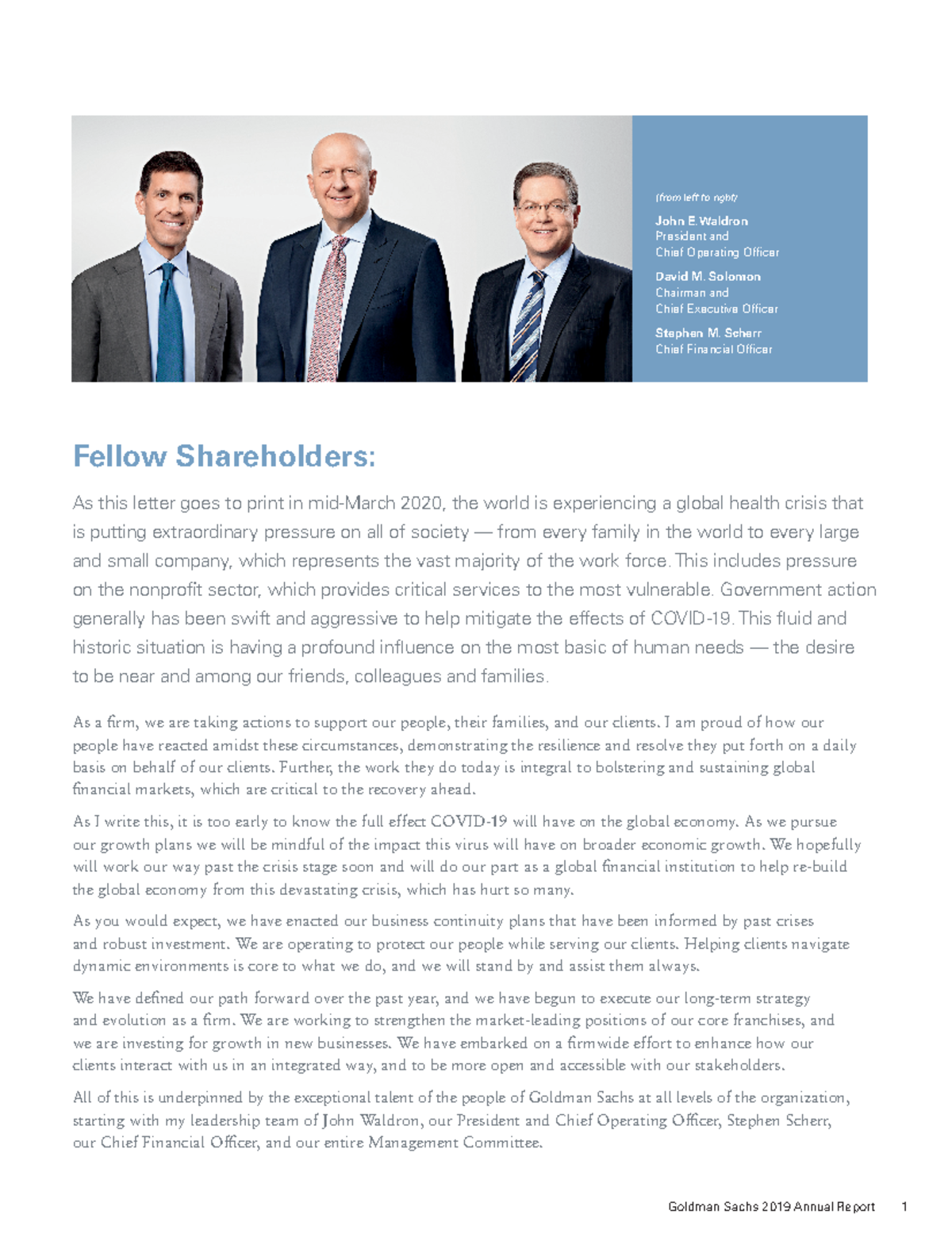 Letter To Shareholders 2019 - Fellow Shareholders: As This Letter Goes ...