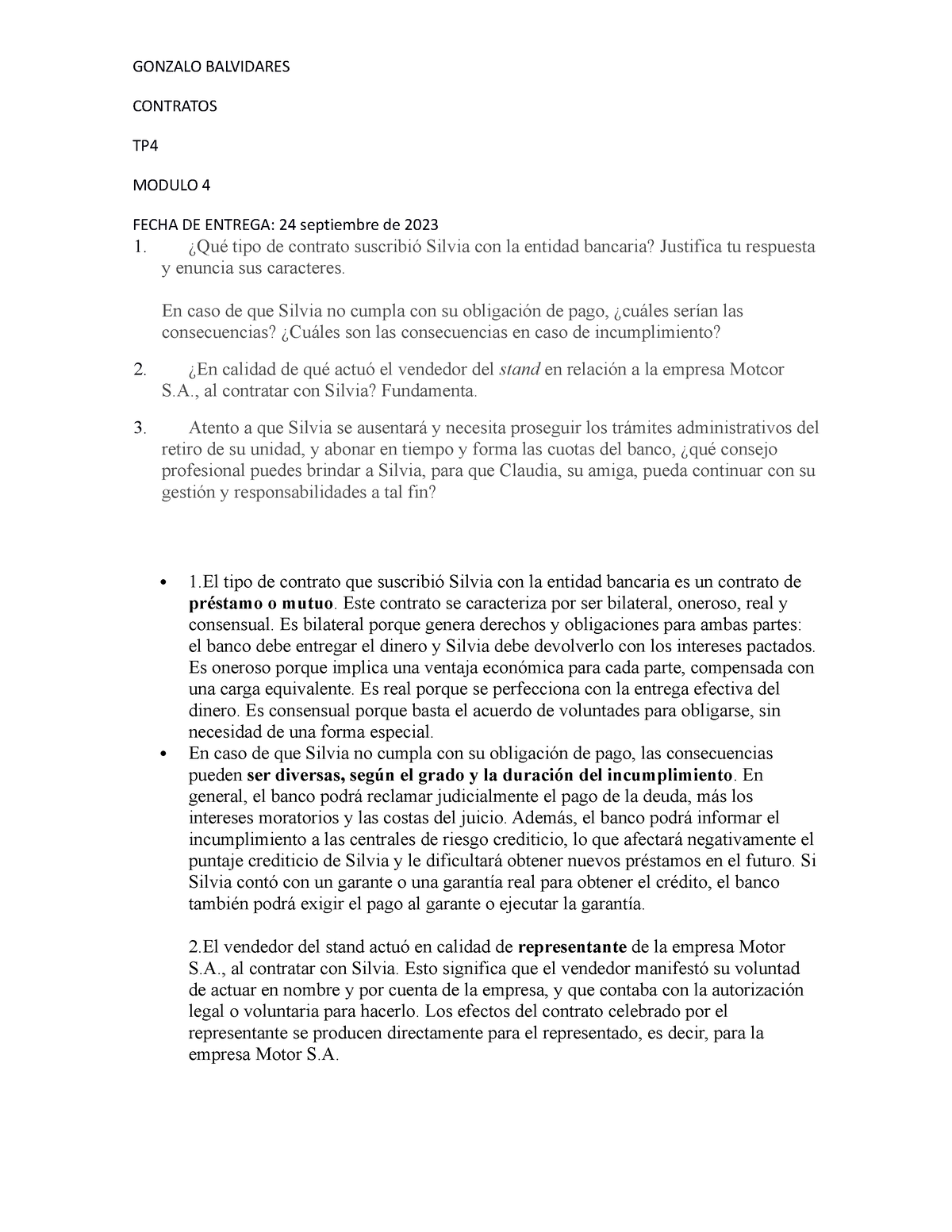 TP 4 Contratos - TRABAJO PRACTICO N4 APROBADO CON 8 - GONZALO ...