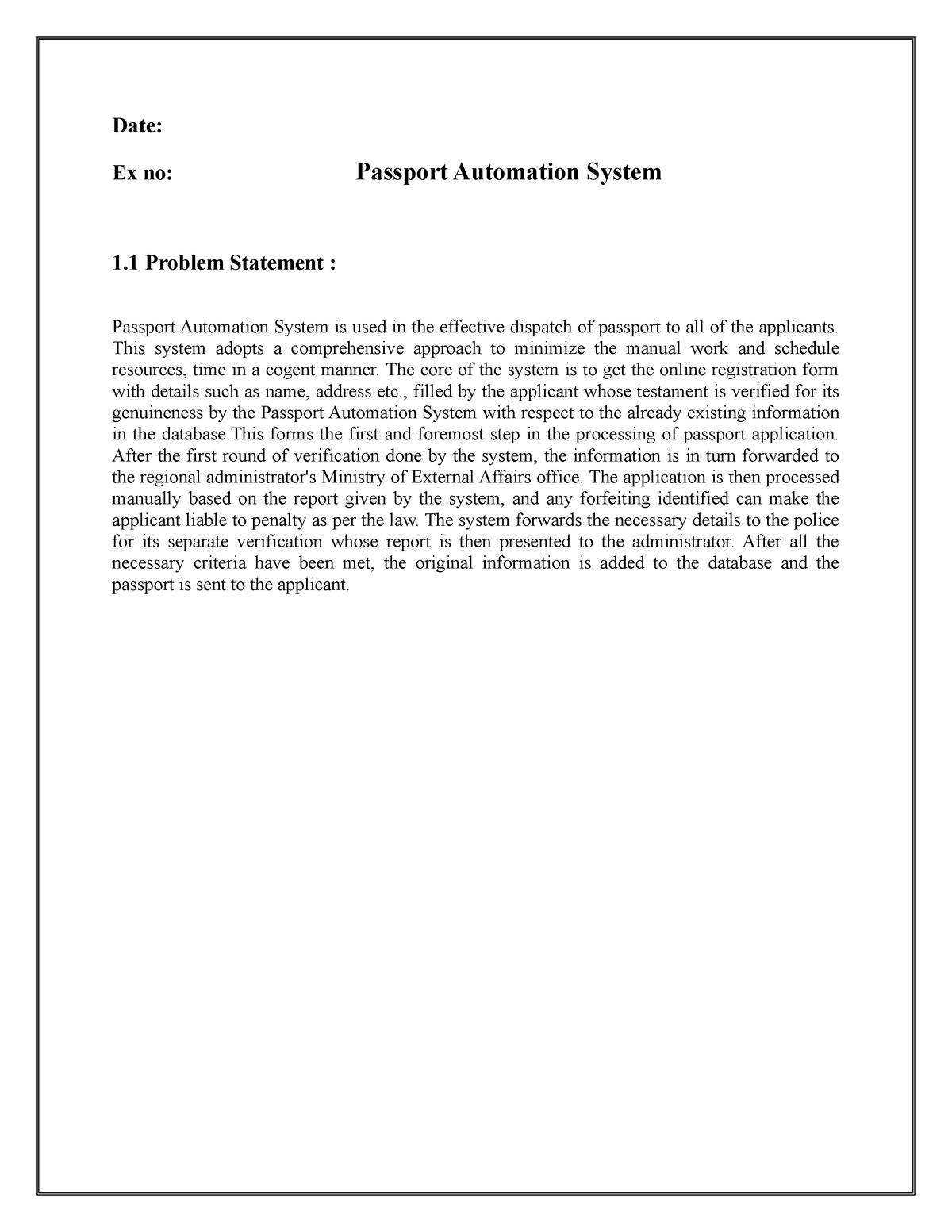 Passport Automation System Srs Use Case Diagram Uml Diagrams Class Diagrams Studocu