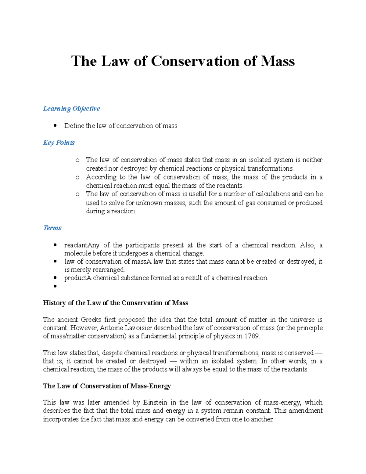 the-law-of-conservation-of-mass-o-according-to-the-law-of