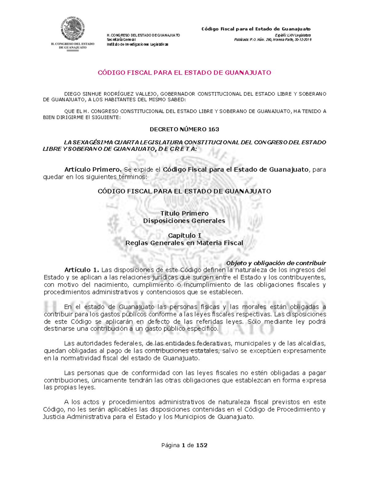 02 Código Fiscal Para El Estado De Gto H Congreso Del Estado De