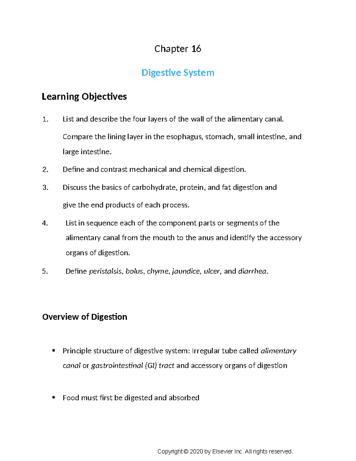 Studyguidedigestivesystem - Chapter 16 Digestive System Learning ...