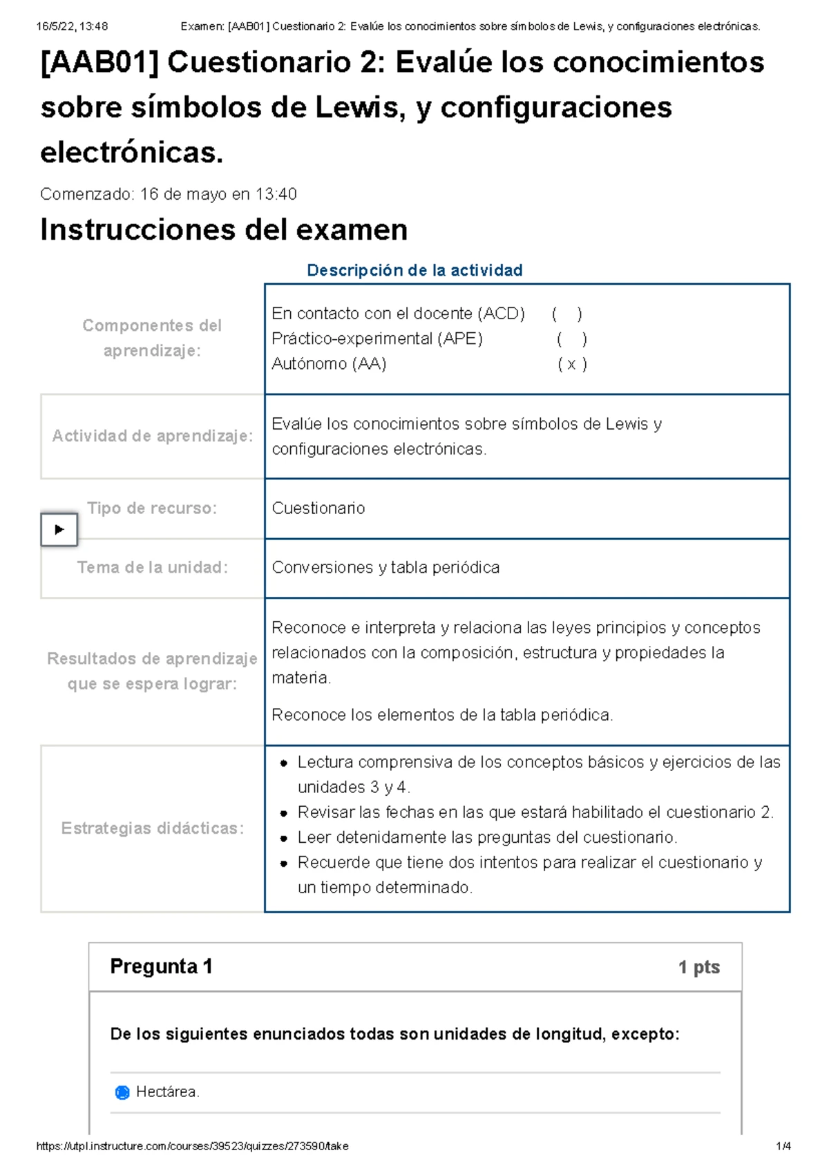 Examen [ AAB01 ] Cuestionario 3 Mida Su Nivel De Conocimientos Sobre ...