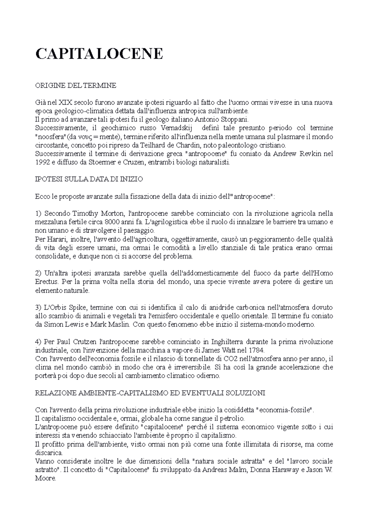 Capitalocene - approfondimento - CAPITALOCENE ORIGINE DEL TERMINE Già ...