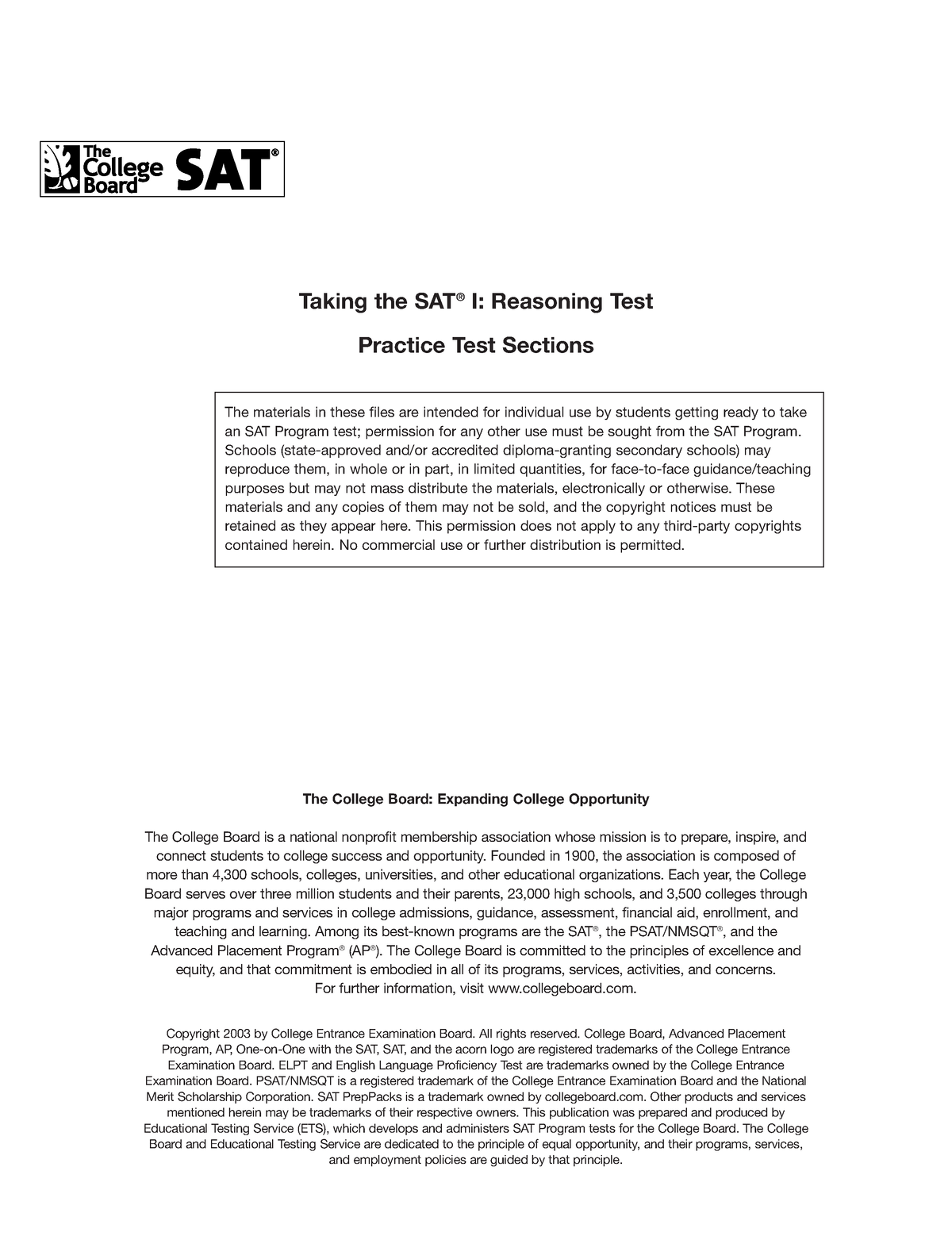 official-sat-practice-test-2003-04-taking-the-sat-i-reasoning-test