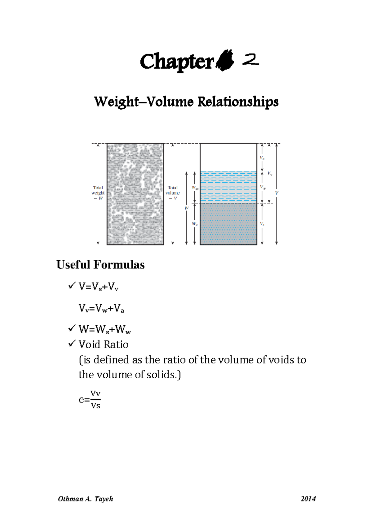 Formulaforweightvolume - Chapter 3 Weight–Volume Relationships Useful ...