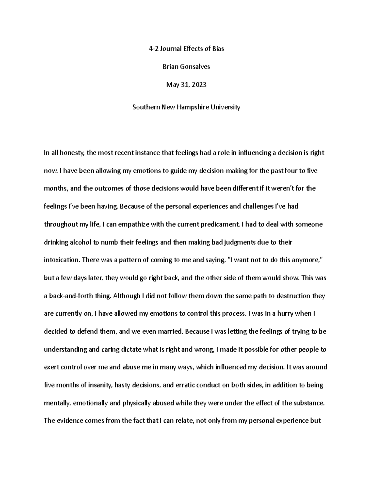 Week 4 Journal - Paper - 4-2 Journal Effects of Bias Brian Gonsalves ...